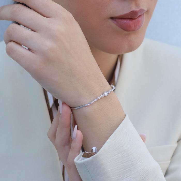 Βραχιόλι Ριβιέρα Λευκόχρυσος Κ14 με Ζιργκόν SKU-76649