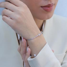 Βραχιόλι Ριβιέρα Λευκόχρυσος Κ14 με Ζιργκόν SKU-76649