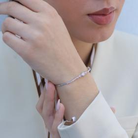 Βραχιόλι Ριβιέρα Λευκόχρυσος Κ14 με Ζιργκόν SKU-76650