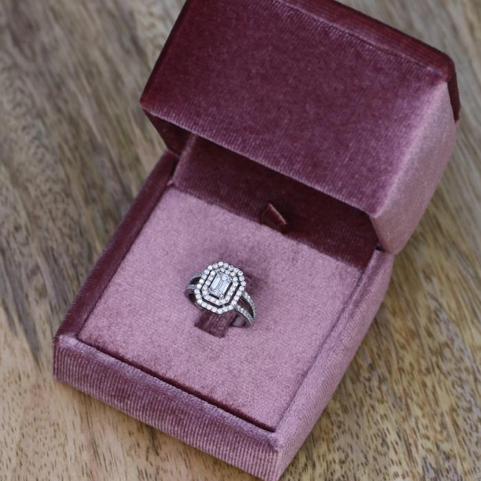 Δαχτυλίδι Ροζέτα Μονόπετρο Λευκόχρυσος Κ18 με Διαμάντια SKU-76927