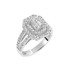 Δαχτυλίδι Ροζέτα Μονόπετρο Λευκόχρυσος Κ18 με Διαμάντια SKU-76927