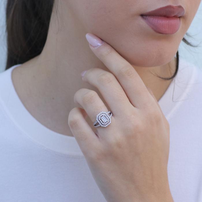 Δαχτυλίδι Ροζέτα Μονόπετρο Λευκόχρυσος Κ18 με Διαμάντια SKU-76927