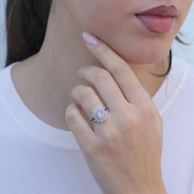 Δαχτυλίδι Ροζέτα Μονόπετρο Λευκόχρυσος Κ18 με Διαμάντια SKU-76927