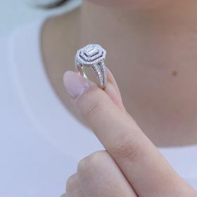 Δαχτυλίδι Ροζέτα Μονόπετρο Λευκόχρυσος Κ18 με Διαμάντια SKU-76927