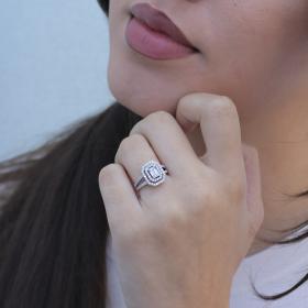 Δαχτυλίδι Ροζέτα Μονόπετρο Λευκόχρυσος Κ18 με Διαμάντια SKU-76927