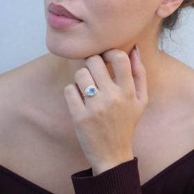 Δαχτυλίδι Χρυσός Κ9 με Sky Blue Topaz SKU-76675