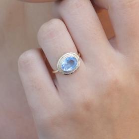 Δαχτυλίδι Χρυσός Κ9 με Sky Blue Topaz SKU-76675