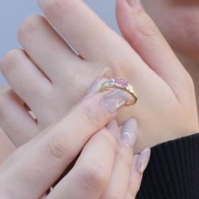 Δαχτυλίδι Χρυσός Κ9 με Pink Tourmaline & Aquamarine SKU-76878