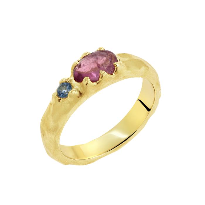 Δαχτυλίδι Χρυσός Κ9 με Pink Tourmaline & Aquamarine SKU-76878