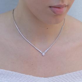 Γυναικείο Κολιέ Λευκόχρυσος Κ14 με Ζιργκόν SKU-76599