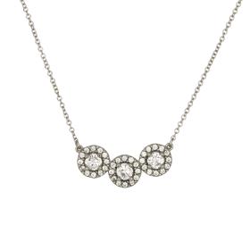 Κολιέ Γυναικείο Ροζέτες Λευκόχρυσος Κ9 με Ζιργκόν SKU-76744