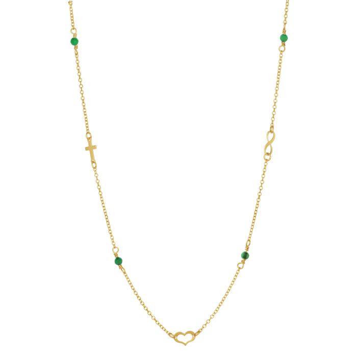 Κολιέ Γυναικείο Χρυσός Κ9 με Απατίτη SKU-76413