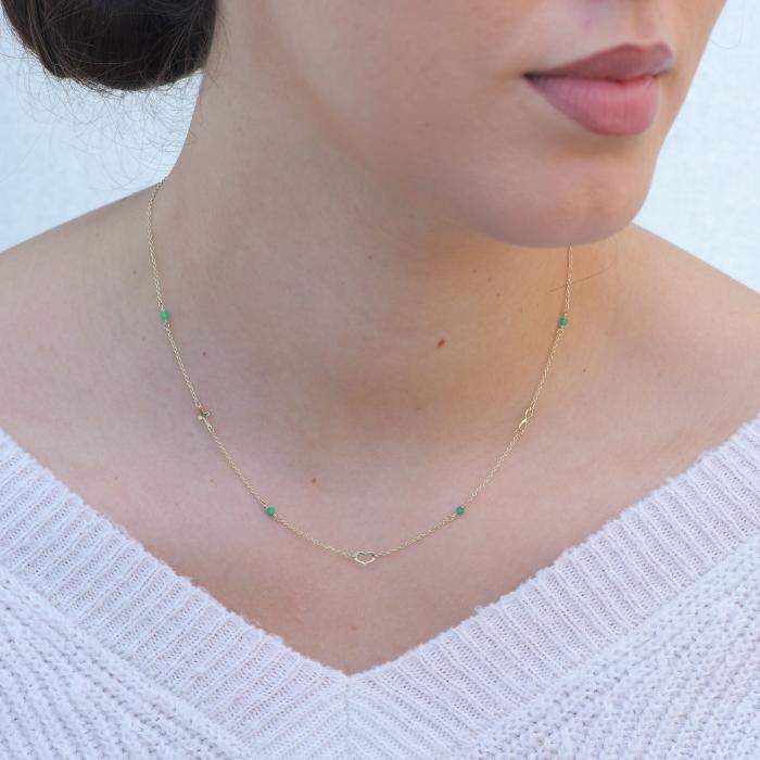 Κολιέ Γυναικείο Χρυσός Κ9 με Απατίτη SKU-76413