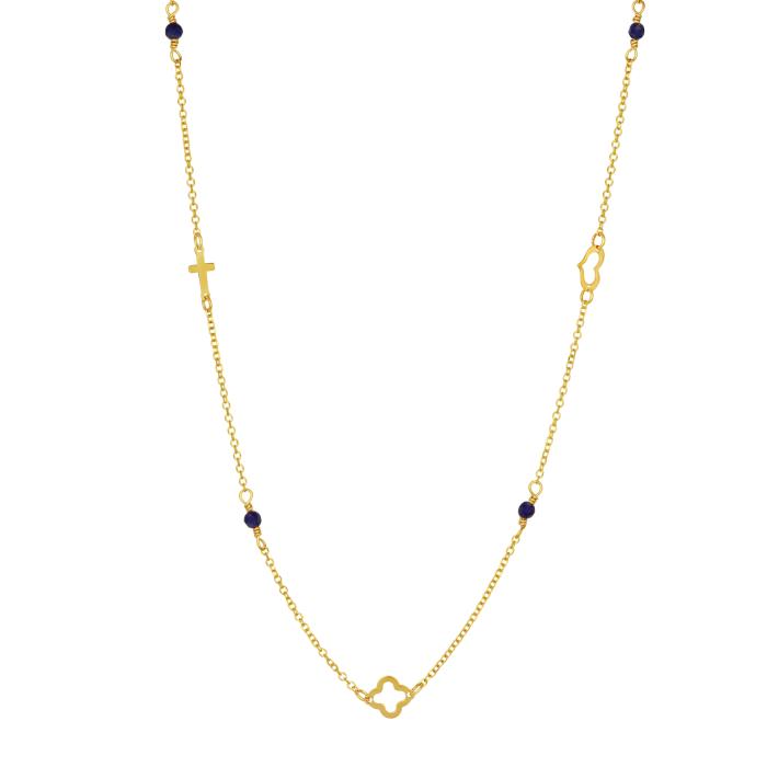 Κολιέ Γυναικείο Χρυσός Κ9 με Lapis Lazuli SKU-76416