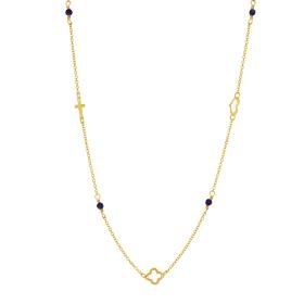 Κολιέ Γυναικείο Χρυσός Κ9 με Lapis Lazuli SKU-76416