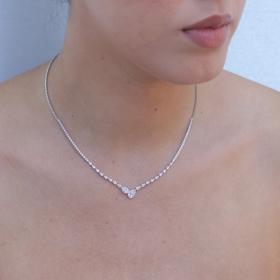 Κολιέ Λευκόχρυσος Κ14 με Ζιργκόν SKU-76600