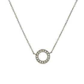 Κολιέ Λευκόχρυσος Κ9 με Λευκά Ζιργκόν SKU-76725