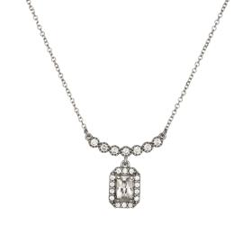 Κολιέ Λευκόχρυσος Κ9 με Λευκά Ζιργκόν SKU-76724