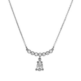 Κολιέ με Λευκά Ζιργκόν Λευκόχρυσος Κ9 SKU-76752