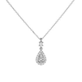 Κολιέ Ροζέτα Δάκρυ Λευκόχρυσος Κ9 με Ζιργκόν SKU-76720