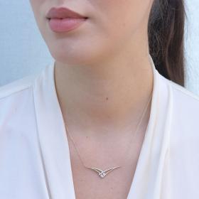 Γυναικείο Κολιέ με Ζιργκόν Χρυσός Κ9 SKU-76274