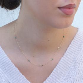 Κολιέ Γυναικείο Χρυσός Κ9 με Μαλαχίτη SKU-76408