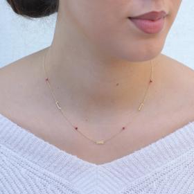 Κολιέ Γυναικείο Χρυσός Κ9 με Ρουμπίνια SKU-76412