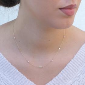 Κολιέ Χρυσός Κ9 με Μαργαριτάρια SKU-76415