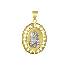 Κωνσταντινάτο Φυλαχτό Παναγία Χρυσός & Λευκόχρυσος Κ9 SKU-76058