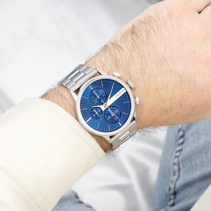 OOZOO Timepieces Blue Dial & Silver Bracelet