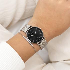 Ρολόι OOZOO Vintage με Μαύρο Καντράν & Ασημί Μπρασελέ | c20365 SKU-76367