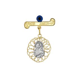 Παραμάνα με Ευχή , Φυλαχτό Παναγία & Ματάκι Χρυσός Κ9 SKU-76111