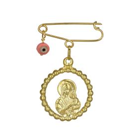 Παραμάνα με Φυλαχτό Παναγίας & Ματάκι Χρυσός Κ9 SKU-76021