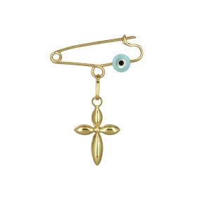 Παραμάνα με Ματάκι & Σταυρό Χρυσός Κ9 SKU-76107