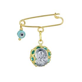 Παραμάνα με Ζιργκόν, Ματάκι & Φυλαχτό Παναγίας Χρυσός Κ9 SKU-76033