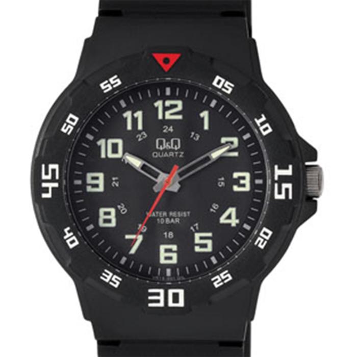 Q&Q Black Dial & Black Plastic Strap