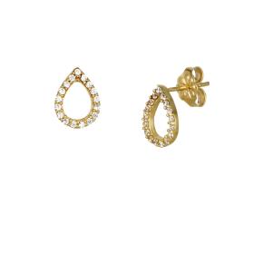 Σκουλαρίκια Δάκρυ Χρυσός Κ14 με Ζιργκόν SKU-76847