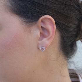 Σκουλαρίκια Καρδιά Λευκόχρυσος Κ14 με Ζιργκόν SKU-76848