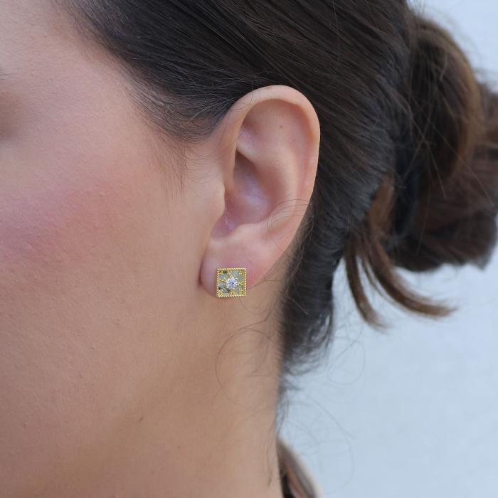 Σκουλαρίκια Καρφωτά Χρυσός Κ14 με Ζιργκόν SKU-76610