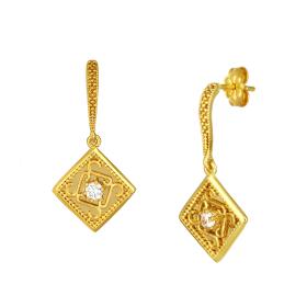 Σκουλαρίκια Κρεμαστά Χρυσός Κ9 με Ζιργκόν SKU-76609