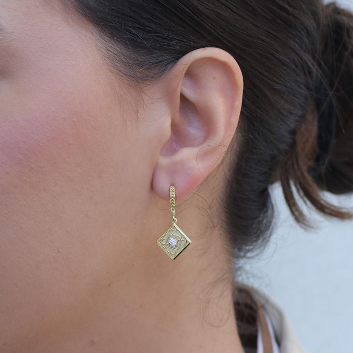 Σκουλαρίκια Κρεμαστά Χρυσός Κ9 με Ζιργκόν SKU-76609