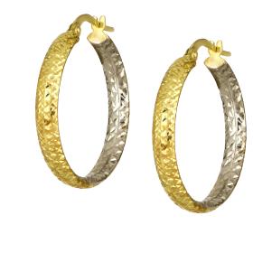 Σκουλαρίκια Κρίκοι Χρυσός & Λευκόχρυσος Κ9 SKU-76980