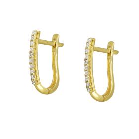 Σκουλαρίκια Κρίκοι Χρυσός Κ14 με Ζιργκόν SKU-76836