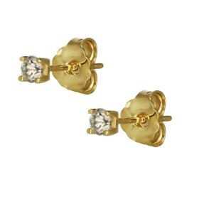 Σκουλαρίκια Μονόπετρα με Λευκά Ζιργκόν Χρυσός Κ9 SKU-76454