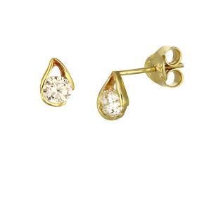 Σκουλαρίκια Δάκρυ Γυναικεία Χρυσός Κ9 με Ζιργκόν SKU-76853
