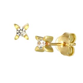 Σκουλαρίκια Χρυσός Κ9 με Λευκά Ζιργκόν SKU-76867