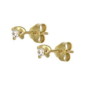 Σκουλαρίκια Μονόπετρα Χρυσός Κ9 με Λευκά Ζιργκόν SKU-76868