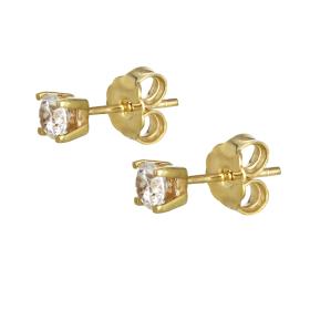 Σκουλαρίκια Χρυσός Κ9 με Λευκό Ζιργκόν SKU-76453
