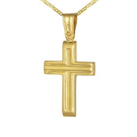 Σταυρός Ανδρικός Χρυσός Κ9 με Λουστρέ Φινίρισμα SKU-76306