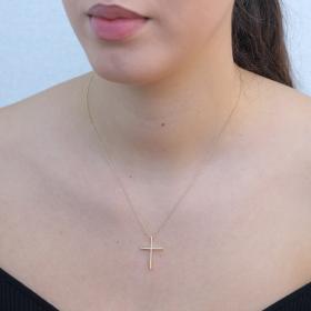 Σταυρός με Αλυσίδα Χρυσός Κ14 με Διαμάντι SKU-76286